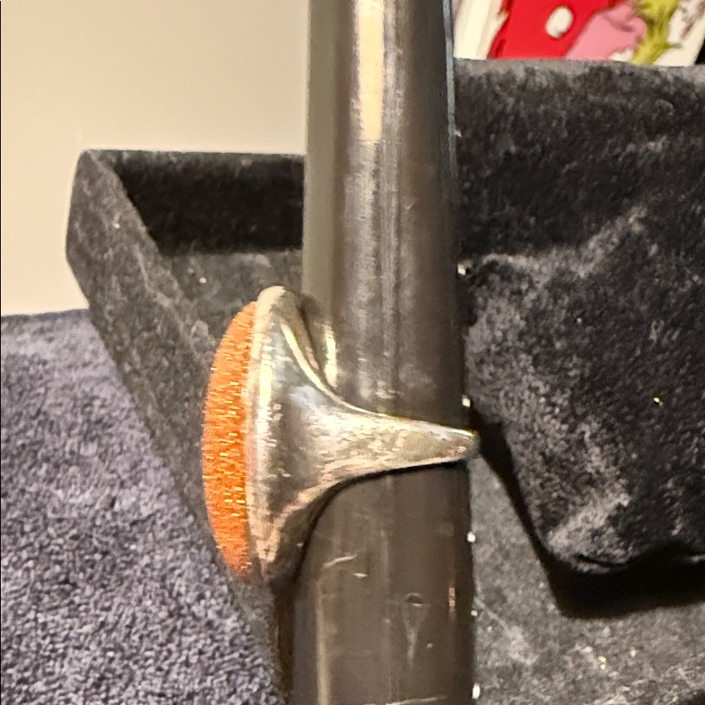 Sterling Silver Goldstone Statement Ring (Size 66… - image 2